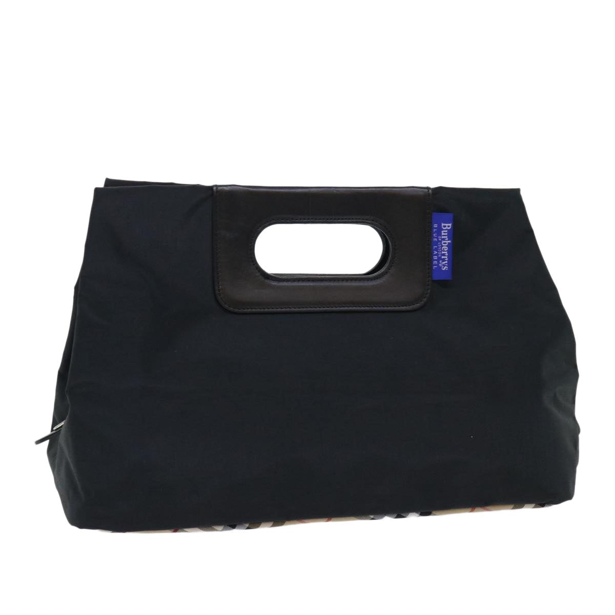 Burberry Nova Check Blue Label Hand Bag Nylon Black Beige - 1