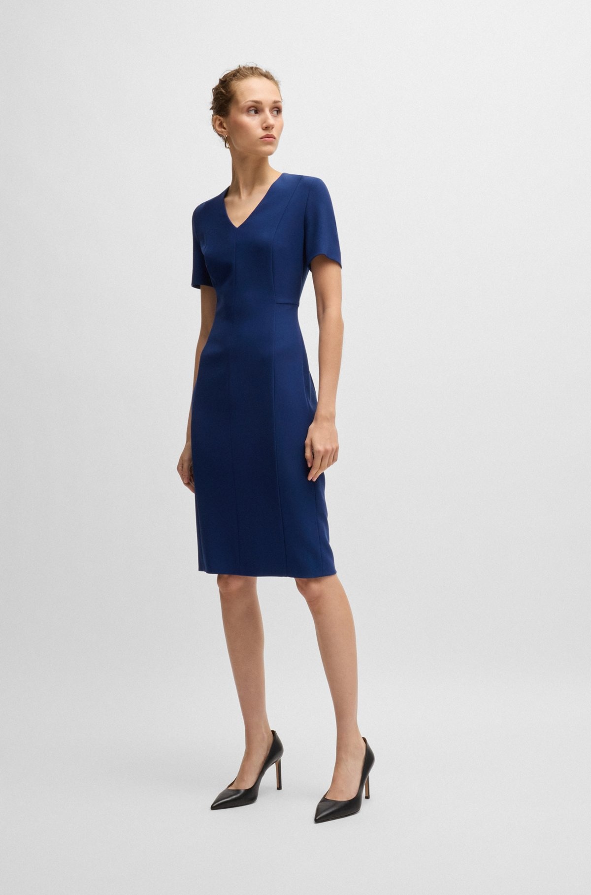 V-NECK DRESS IN STRETCH FABRIC - 3