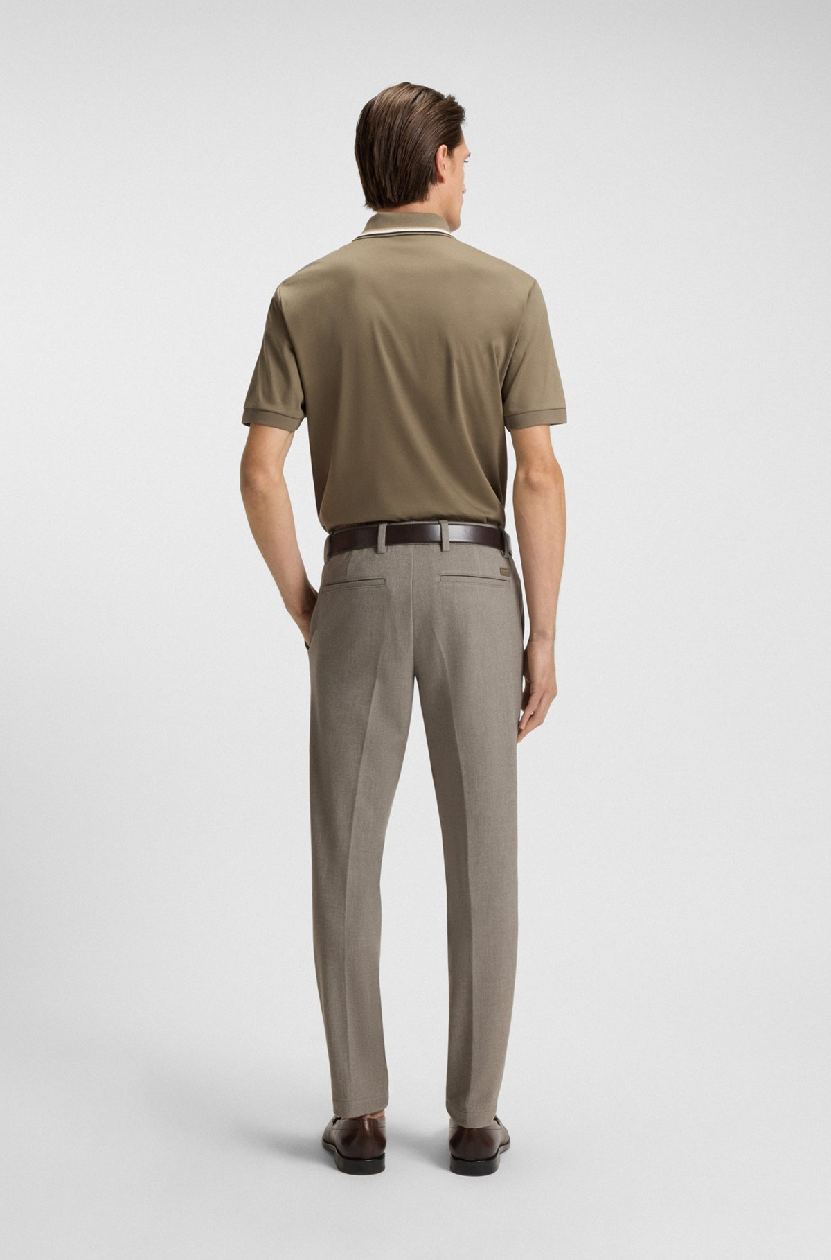 SLIM-FIT TROUSERS IN BRUSHED HERRINGBONE - 4
