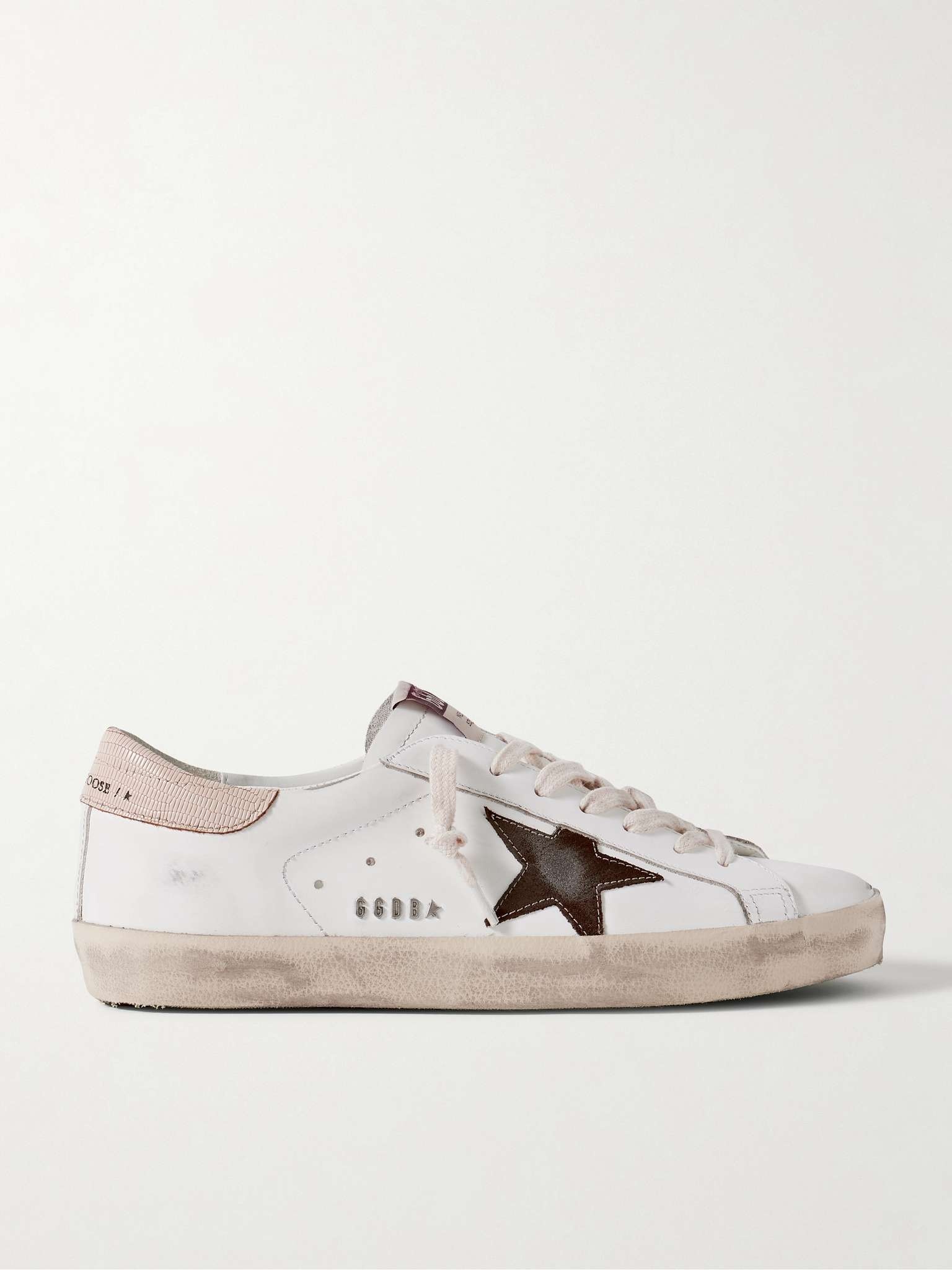 Super Star Distressed Suede-Trimmed Leather Sneakers - 1