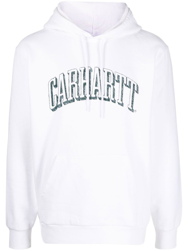 logo print drawstring hoodie 1