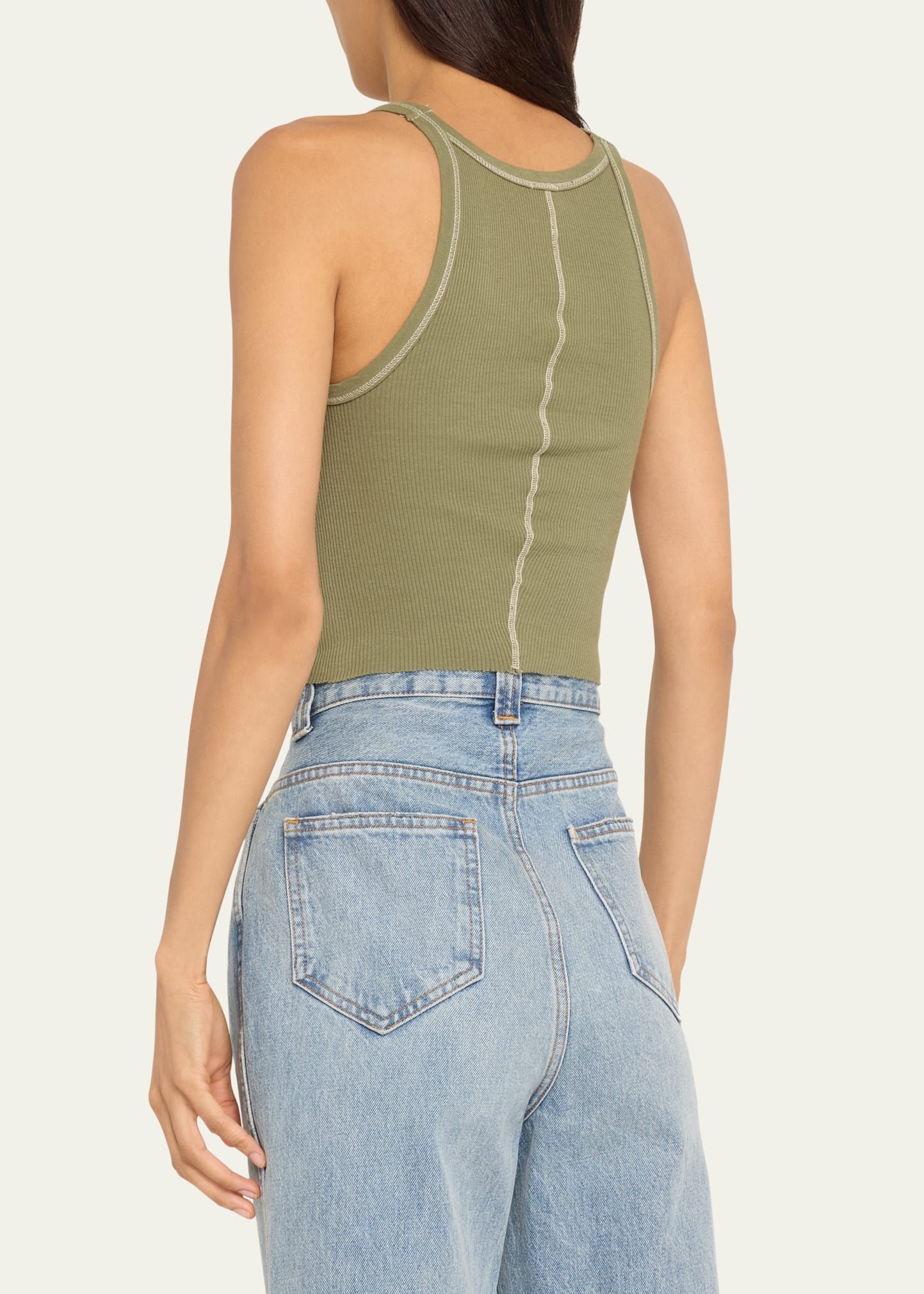 Cropped Rib-Knit Tank Top - 3