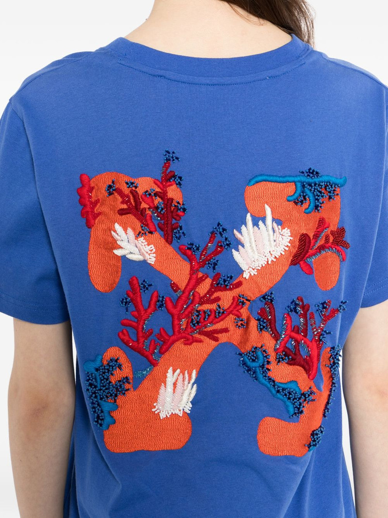 rhinestone-embellished embroidery T-shirt 5