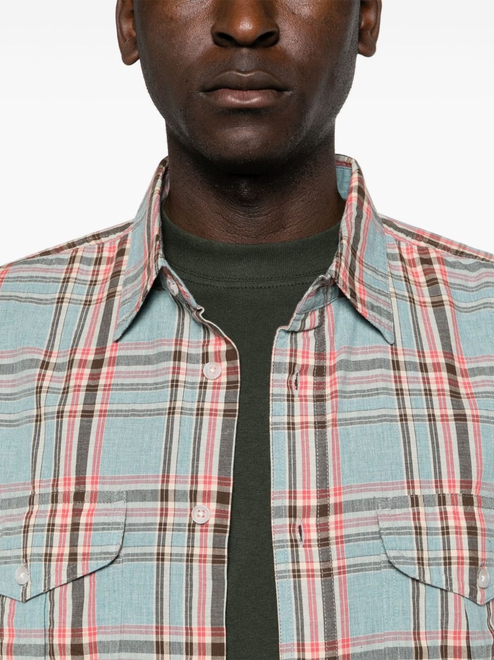 plaid-check cotton shirt - 5