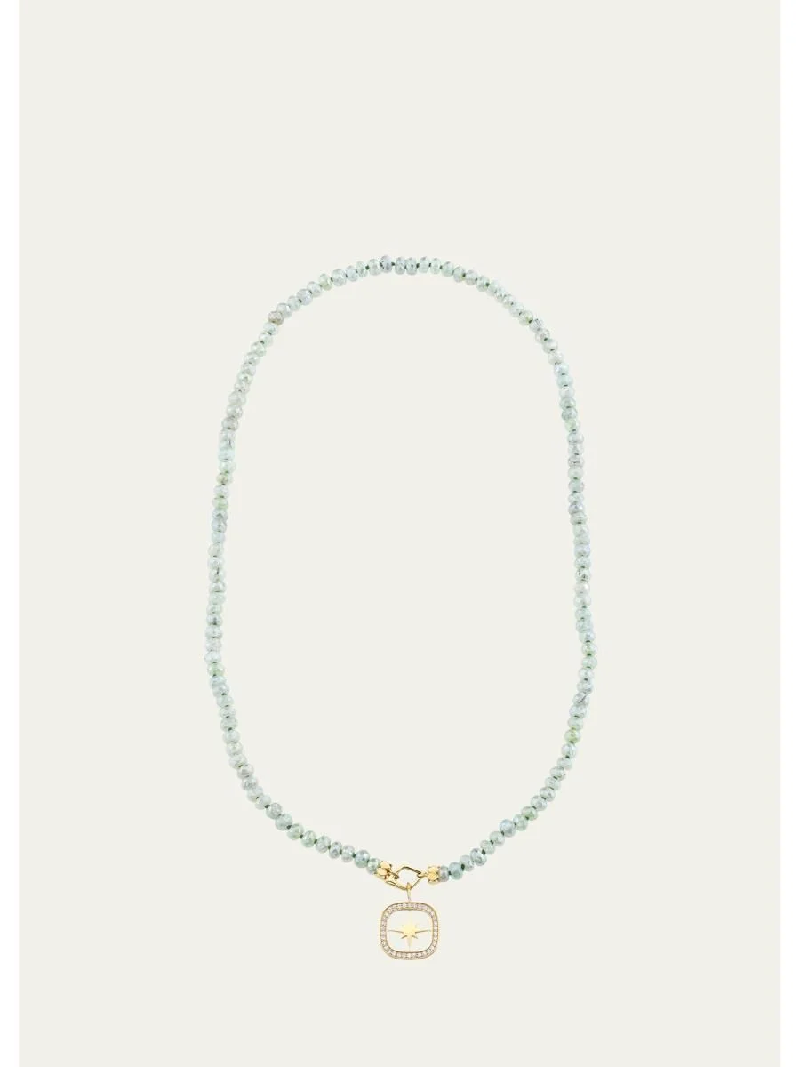 Open Starburst Diamond Charm on Beaded Necklace - 1