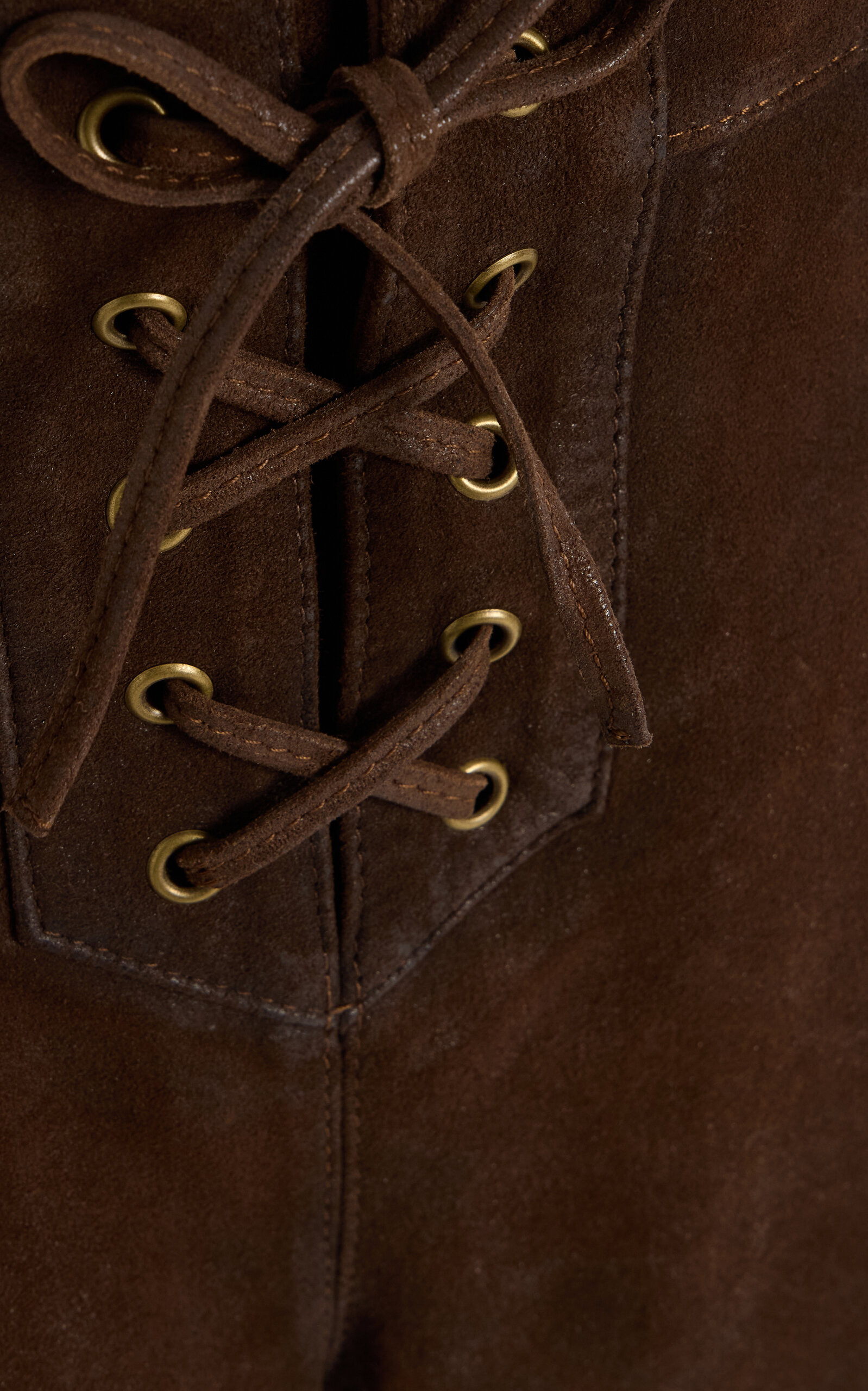 Delma Lace-Up Suede Shorts brown - 5