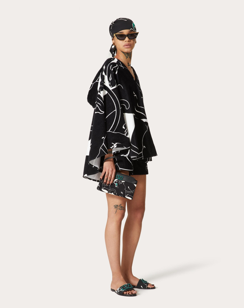 VALENTINO GARAVANI ESCAPE CANVAS CLUTCH BAG WITH PANTHER PRINT AND JEWEL LOGO 2