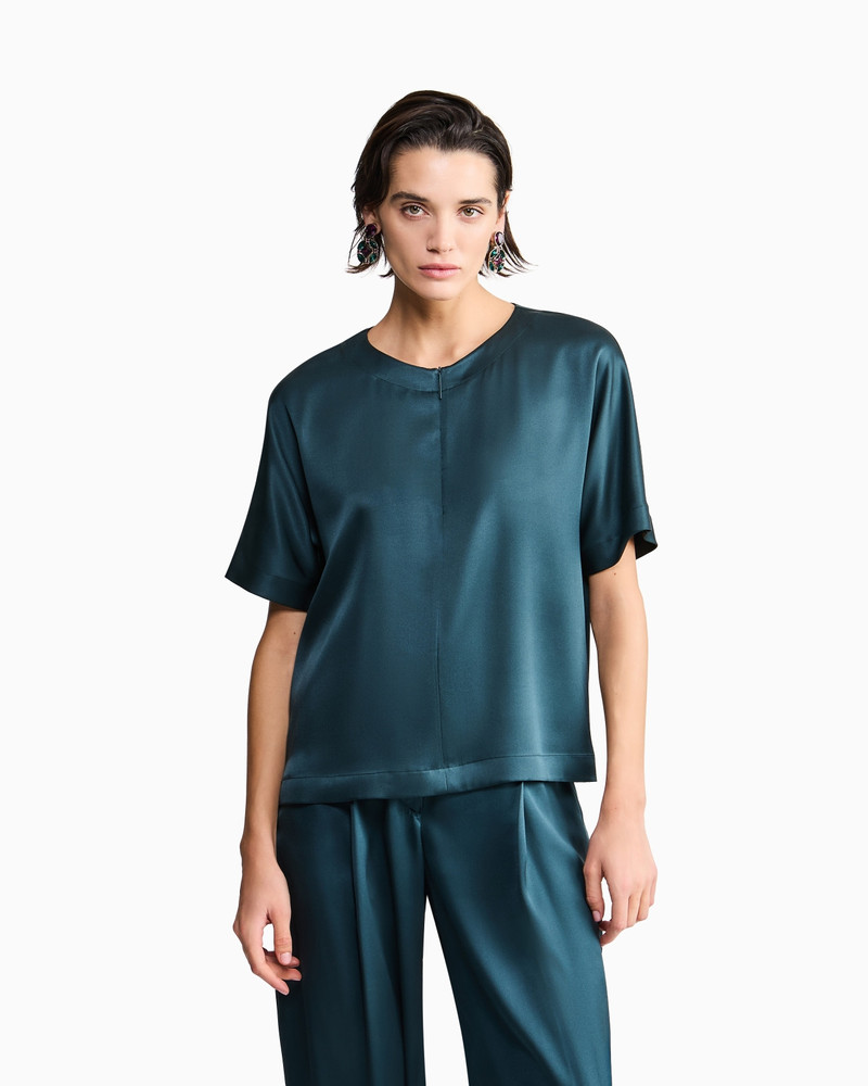 GIORGIO ARMANI SHORT-SLEEVED SHIRT IN DOUBLE-FACED SILK SATIN outlook