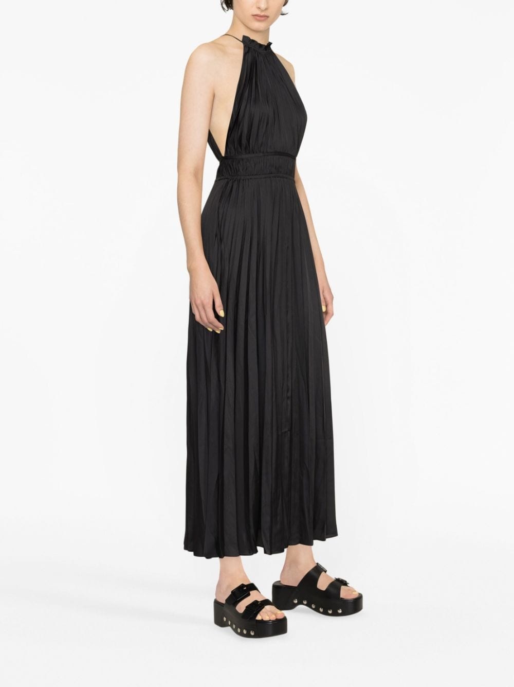 pleated satin maxi dress - 3