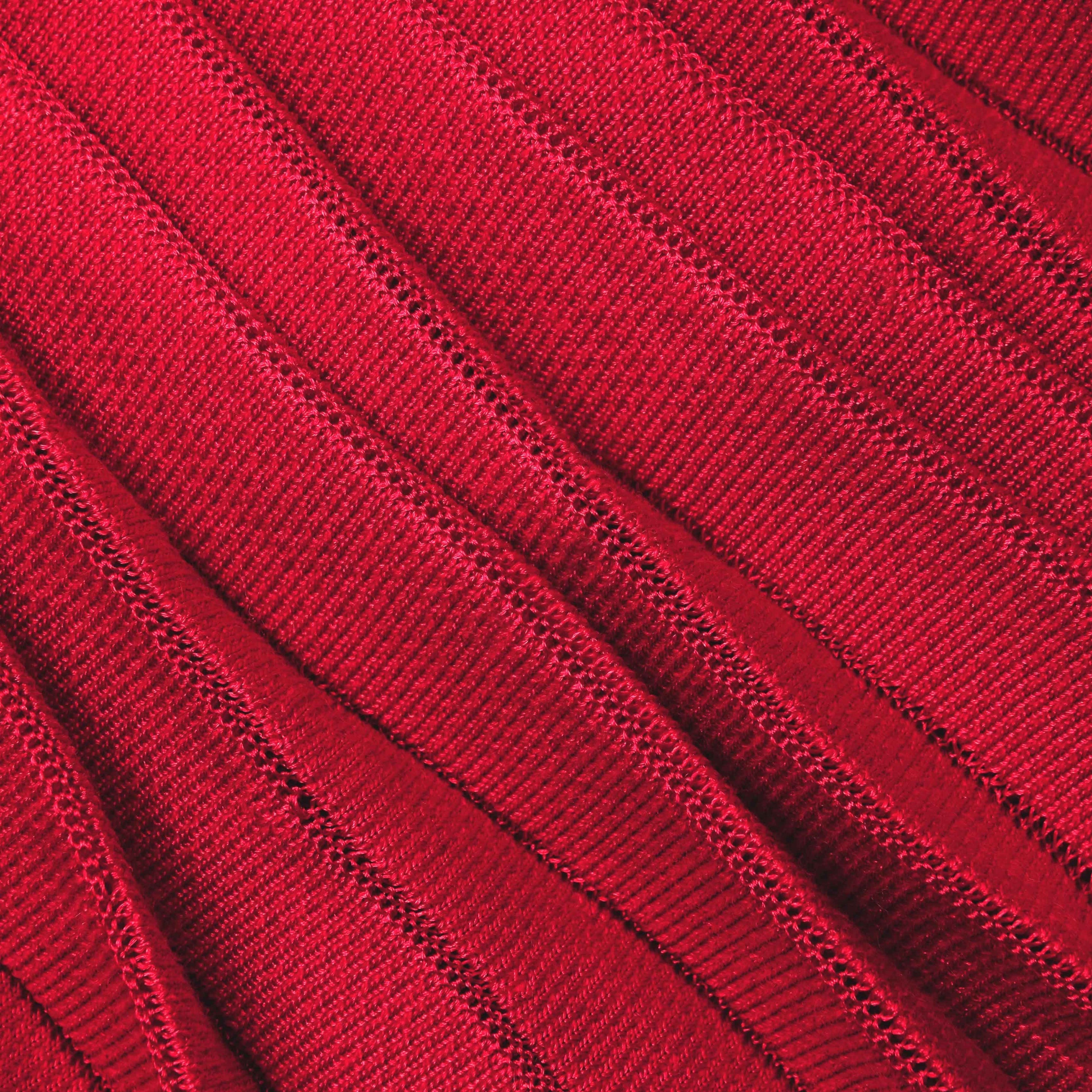 Red Pleated Knit Mini Skirt - 5