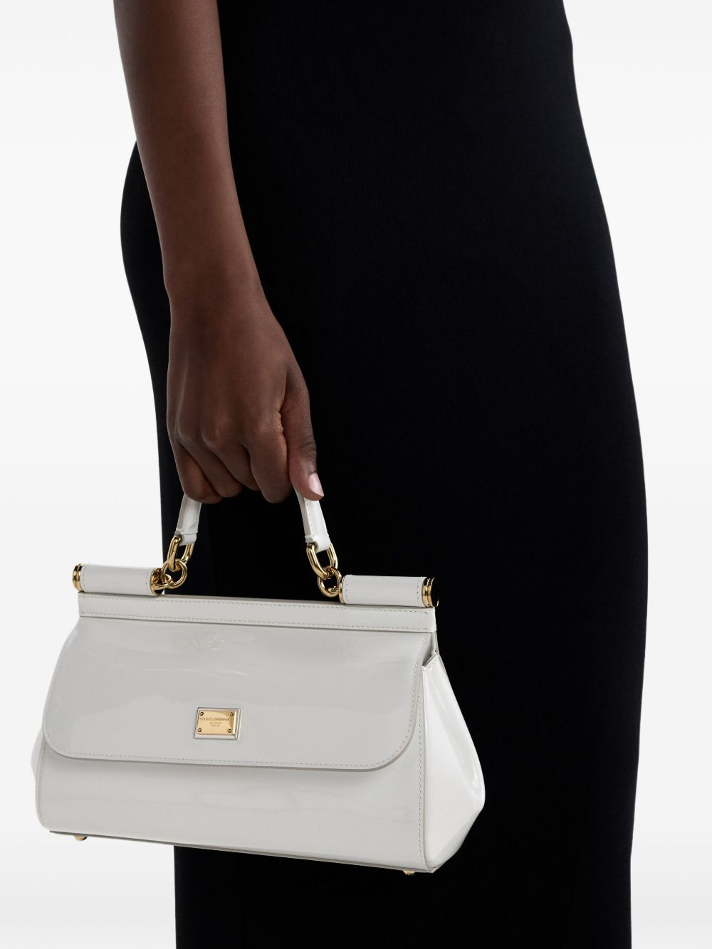 Elongated Sicily patent-leather top-handle tote bag - 2