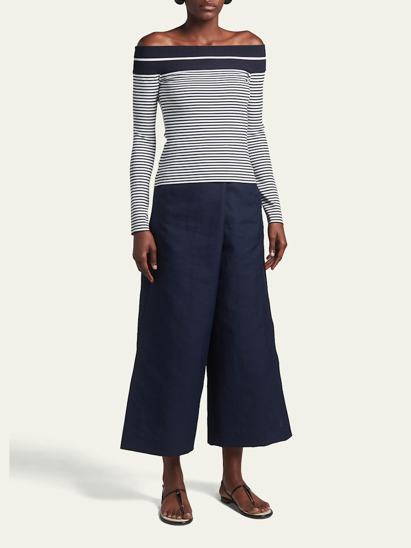 GIORGIO ARMANI Striped Off-The-Shoulder Top outlook