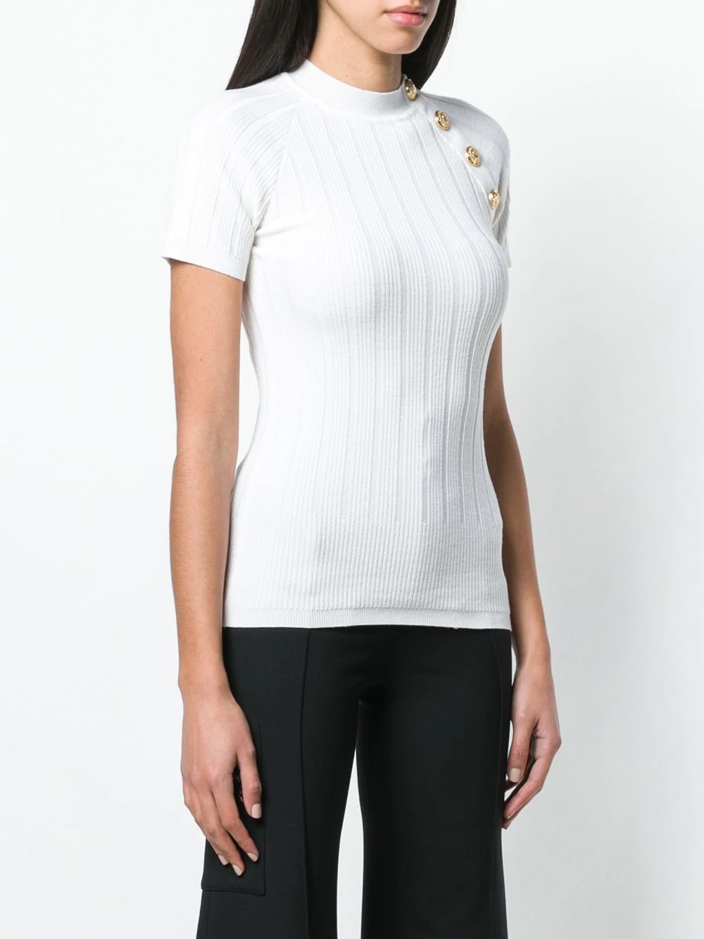 button embellished knitted top - 3