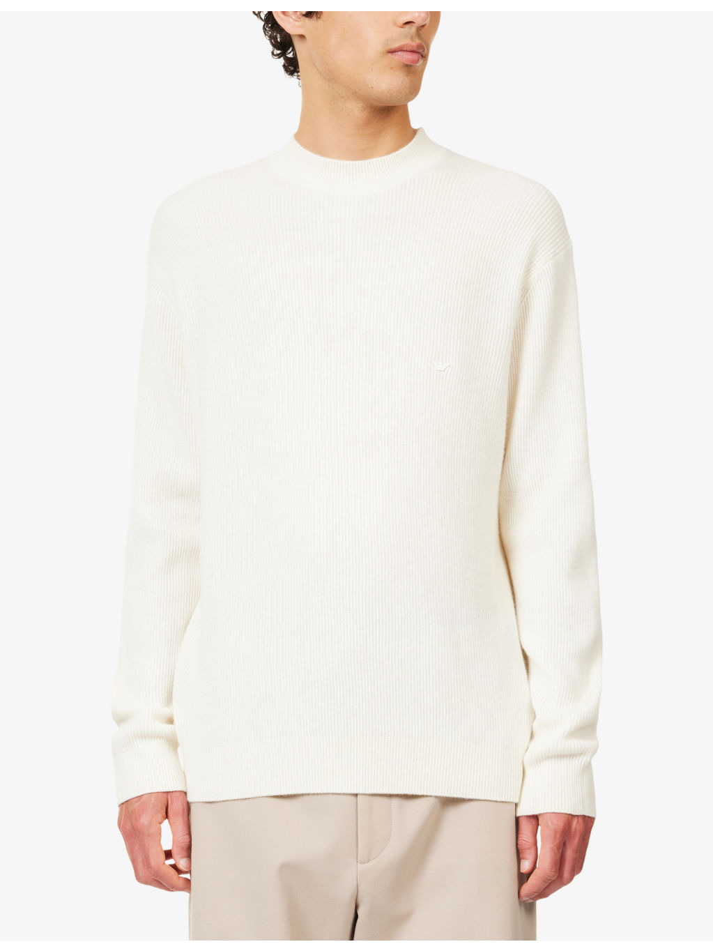 Embroidered-Logo Ribbed Wool-And-Cashmere Knit Jumper - 3