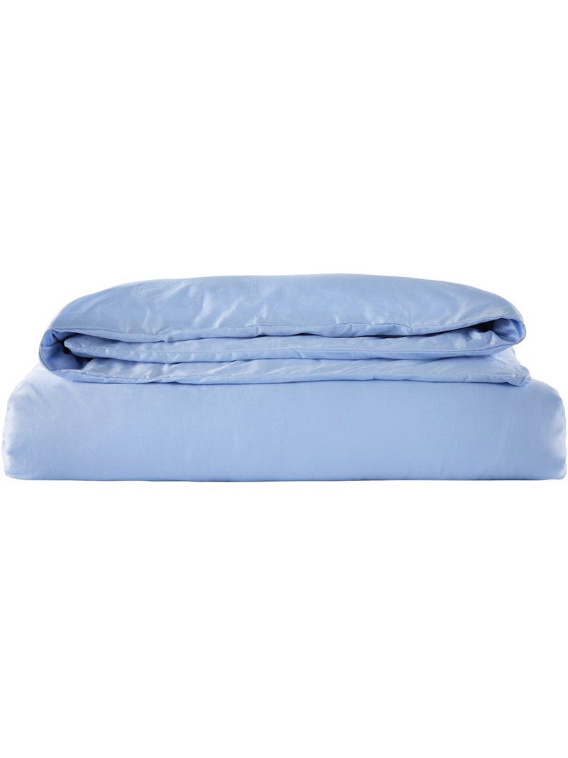 TEKLA Blue Sateen Duvet Cover, Queen outlook
