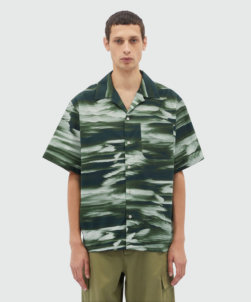 MSGM Poplin bowling shirt with collection grpahics outlook