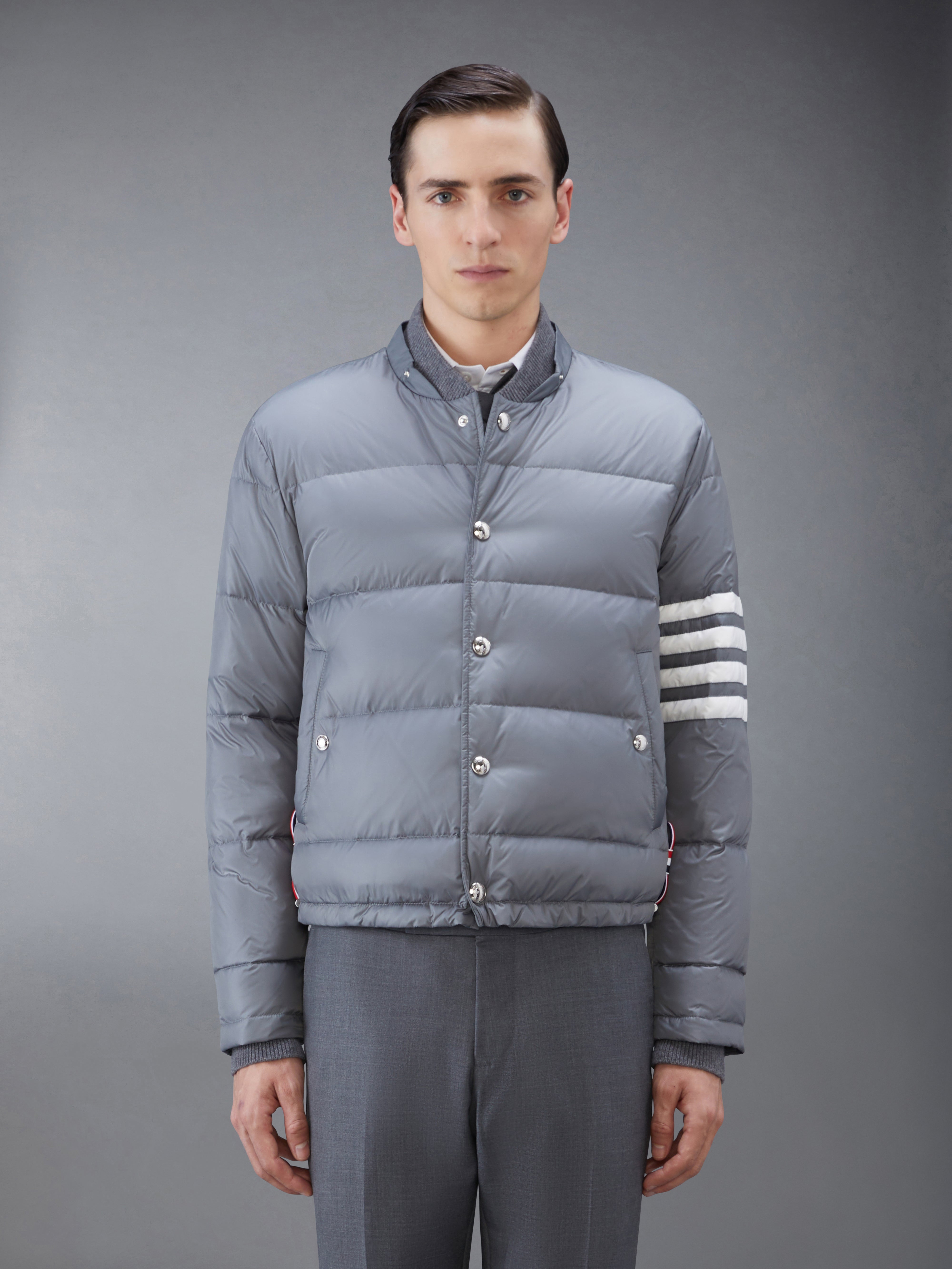 Medium Grey Matte Nylon 4-Bar Down Bomber Jacket - 2