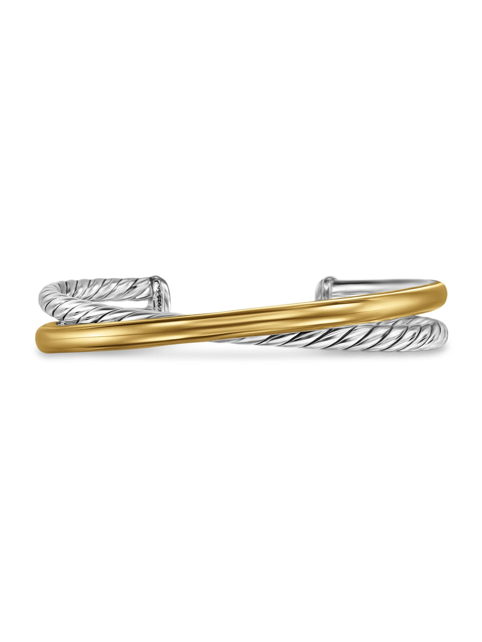 Women's Crossover Two Row Cuff Bracelet in Sterling Silver - Silver - 1