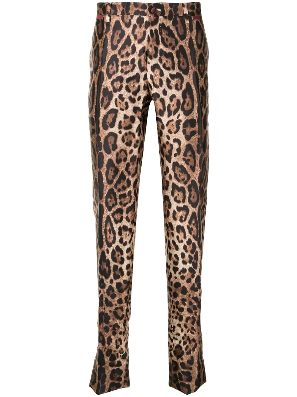 leopard print slim-fit trousers - 1