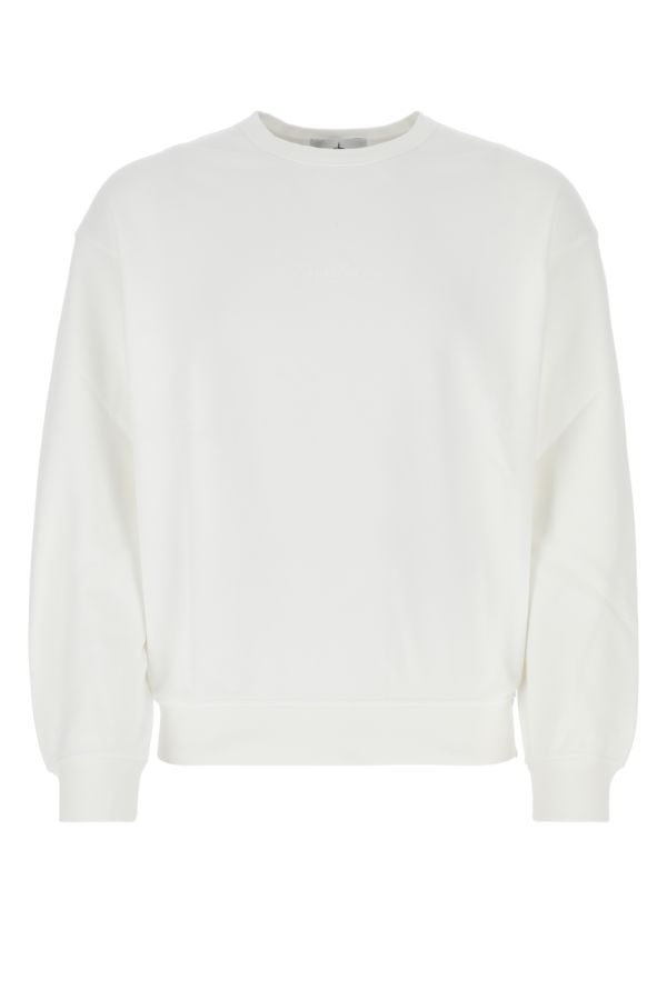 STONE ISLAND White Cotton Sweatshirt - 1