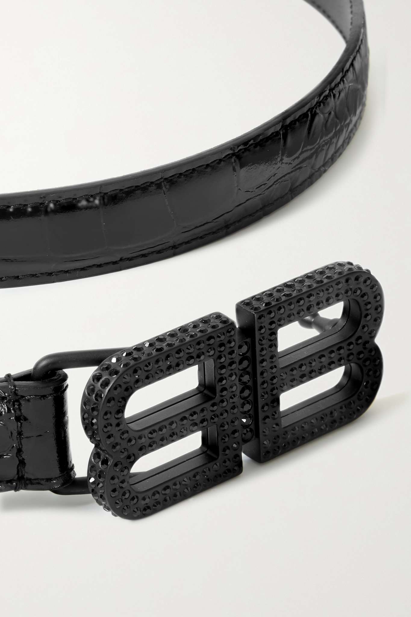 BB Hourglass crystal-embellished croc-effect leather belt - 3