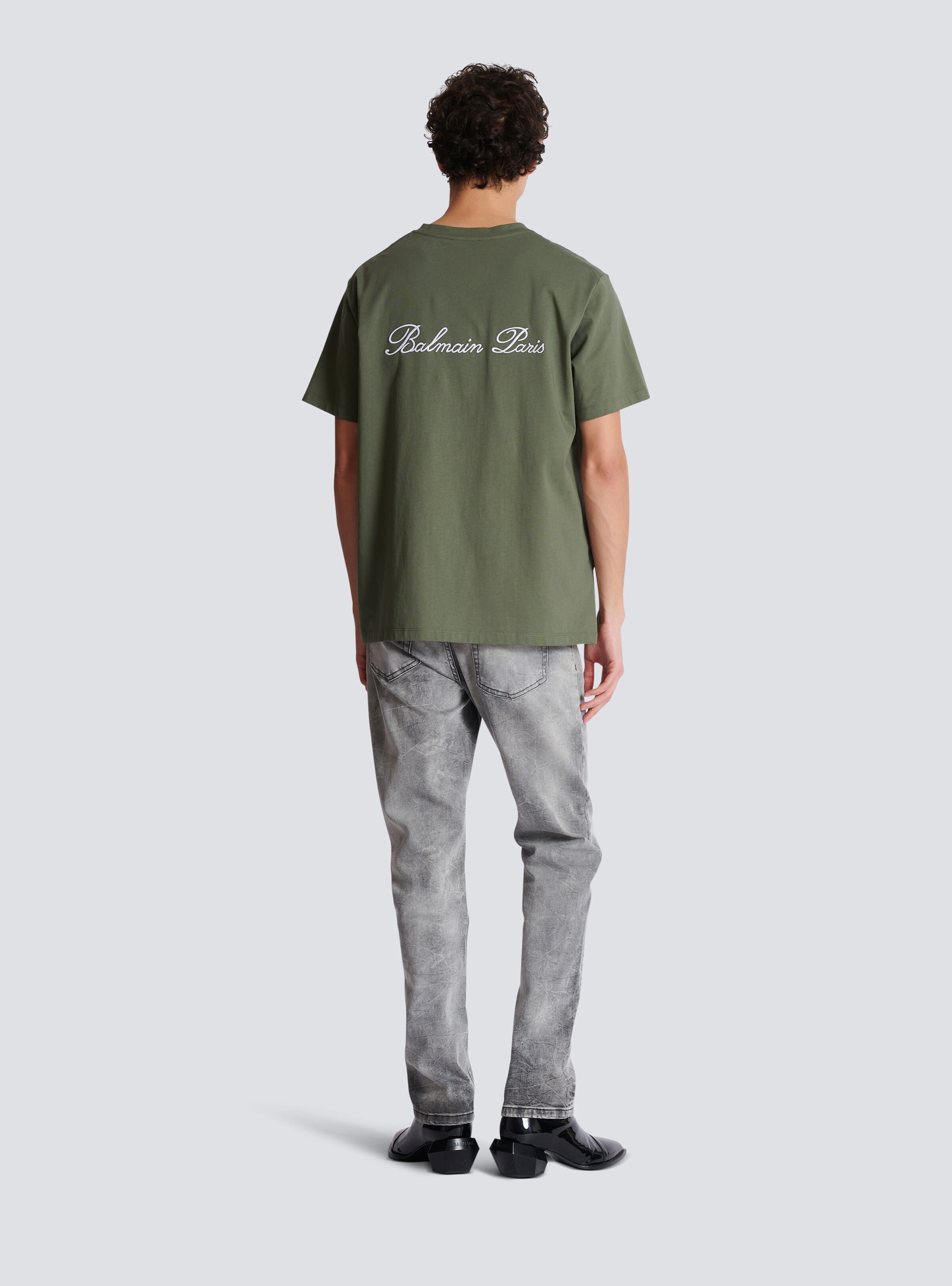 Loose T-shirt with Balmain Signature embroidery - 4