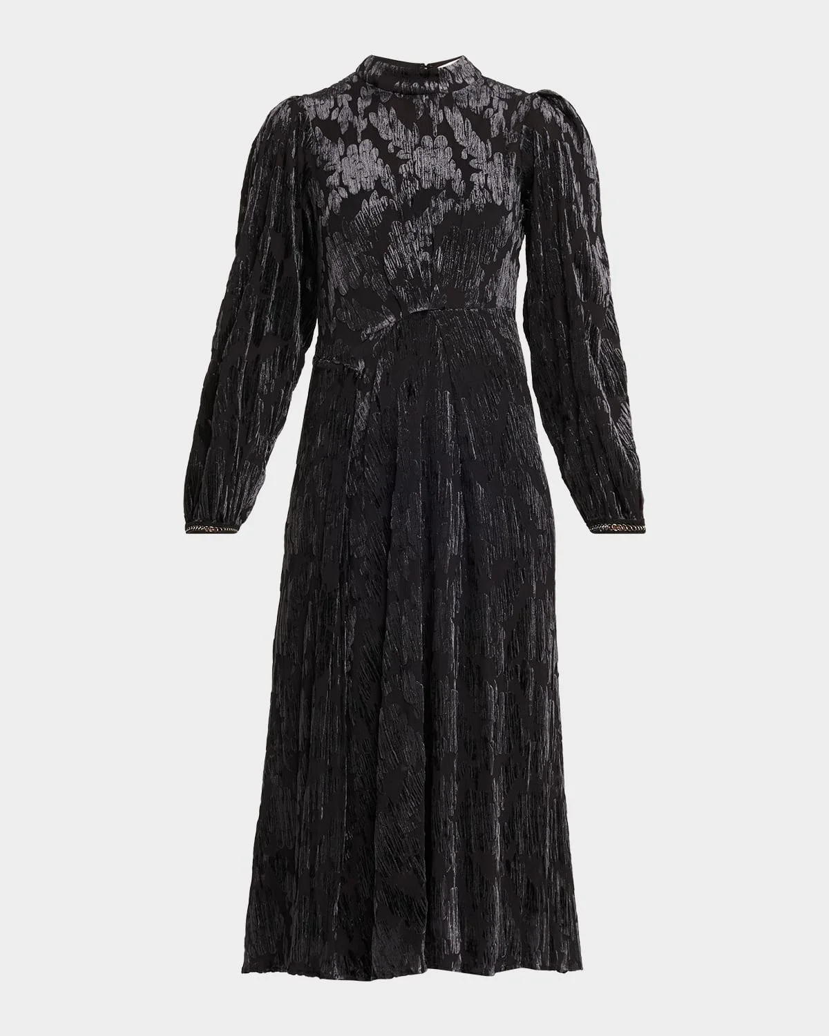Regine Long-Sleeve Burnout Midi Dress - 1