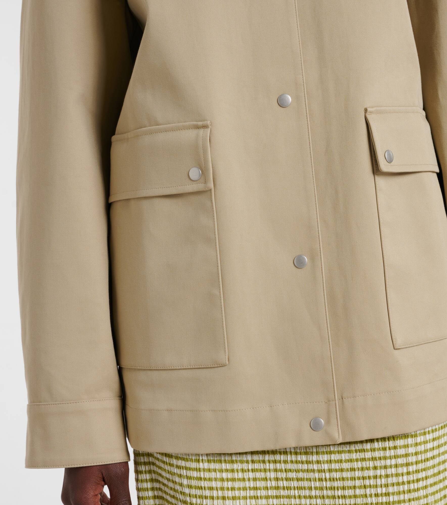 Suede-trimmed cotton gabardine jacket - 5
