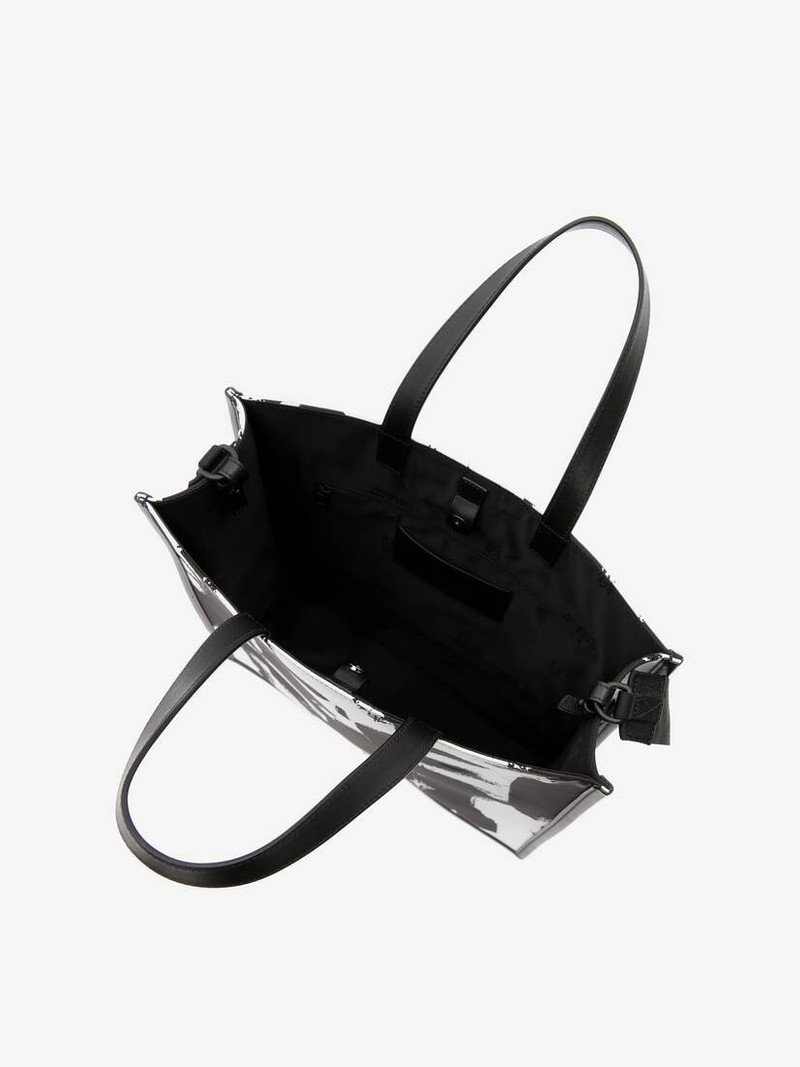 Mcqueen Graffiti Edge North South Tote Bag in Black/off White 4