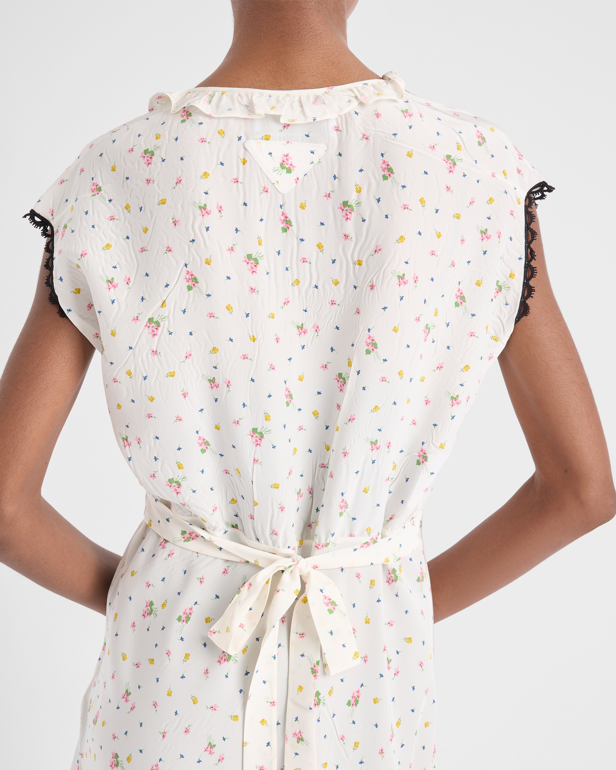 Floral print pongé dress - 6