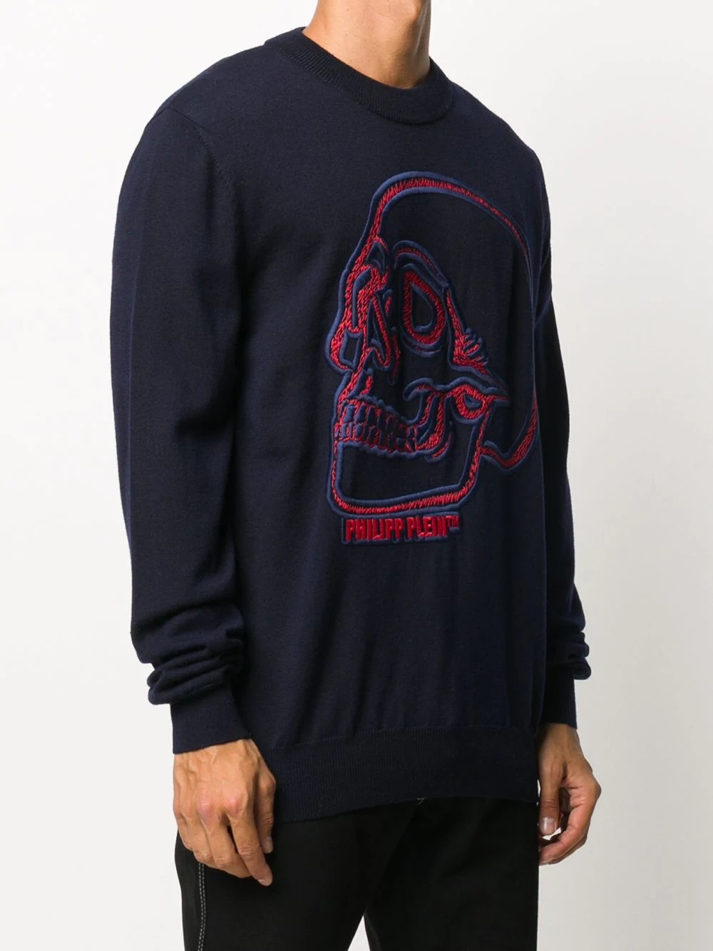 logo skull embroidered sweatshirt - 3