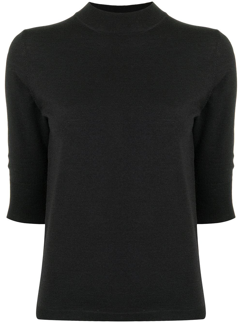 high neck short-sleeved knitted top - 1