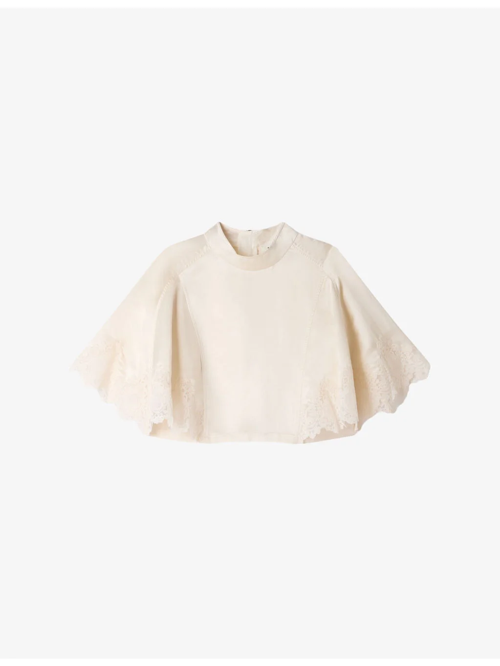 Lace-Trim Cropped Satin Top - 1