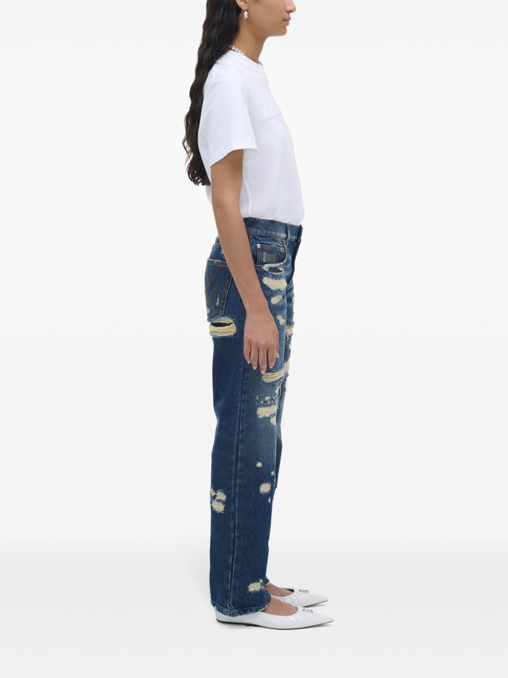 distressed straight-leg jeans - 3