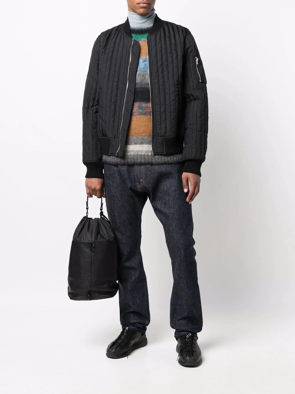 quilted zip-up bomber jacket - 3