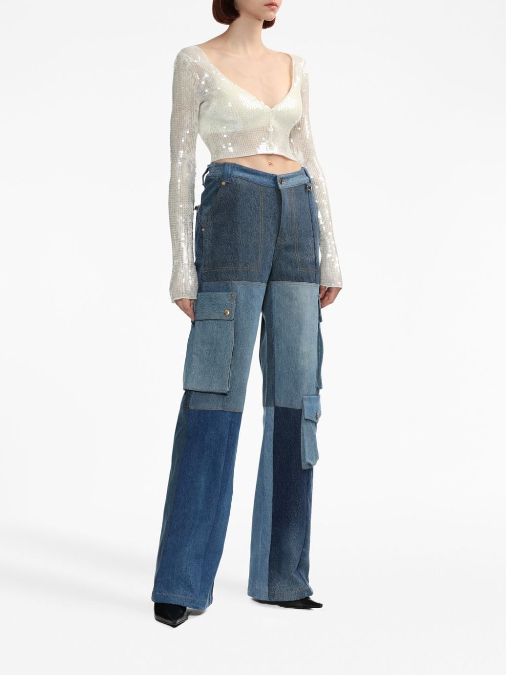 high-rise panelled jeans - 2