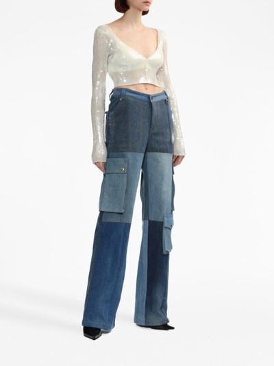 Marine Serre high-rise panelled jeans outlook