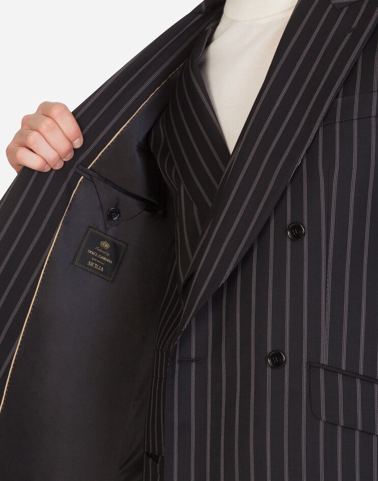 Double-breasted Sicilia-fit suit in pinstripe wool - 5