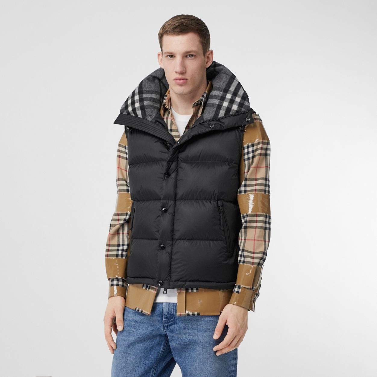 Detachable Sleeve Hooded Puffer Jacket - 1