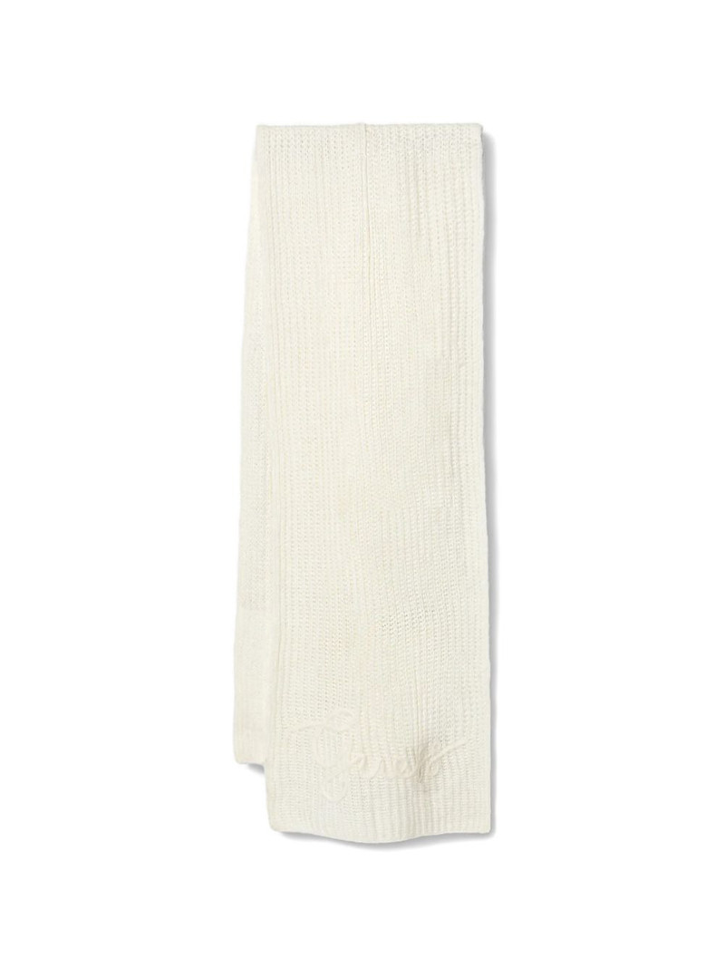 Lexie logo-embroidered ribbed scarf 1
