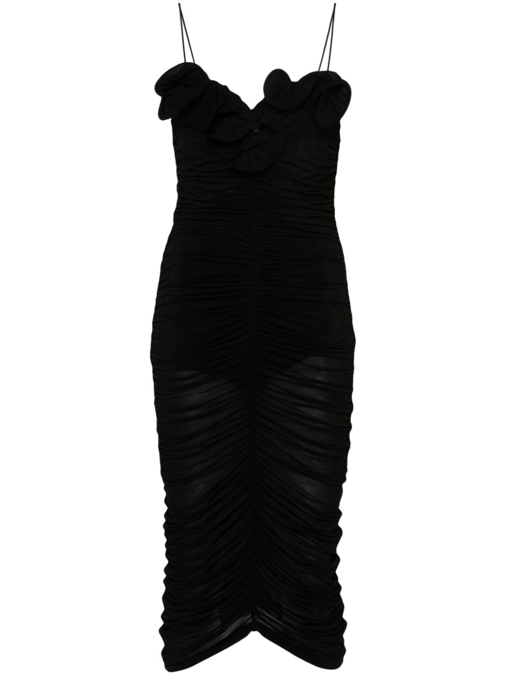 ruched ruffle midi dress - 2