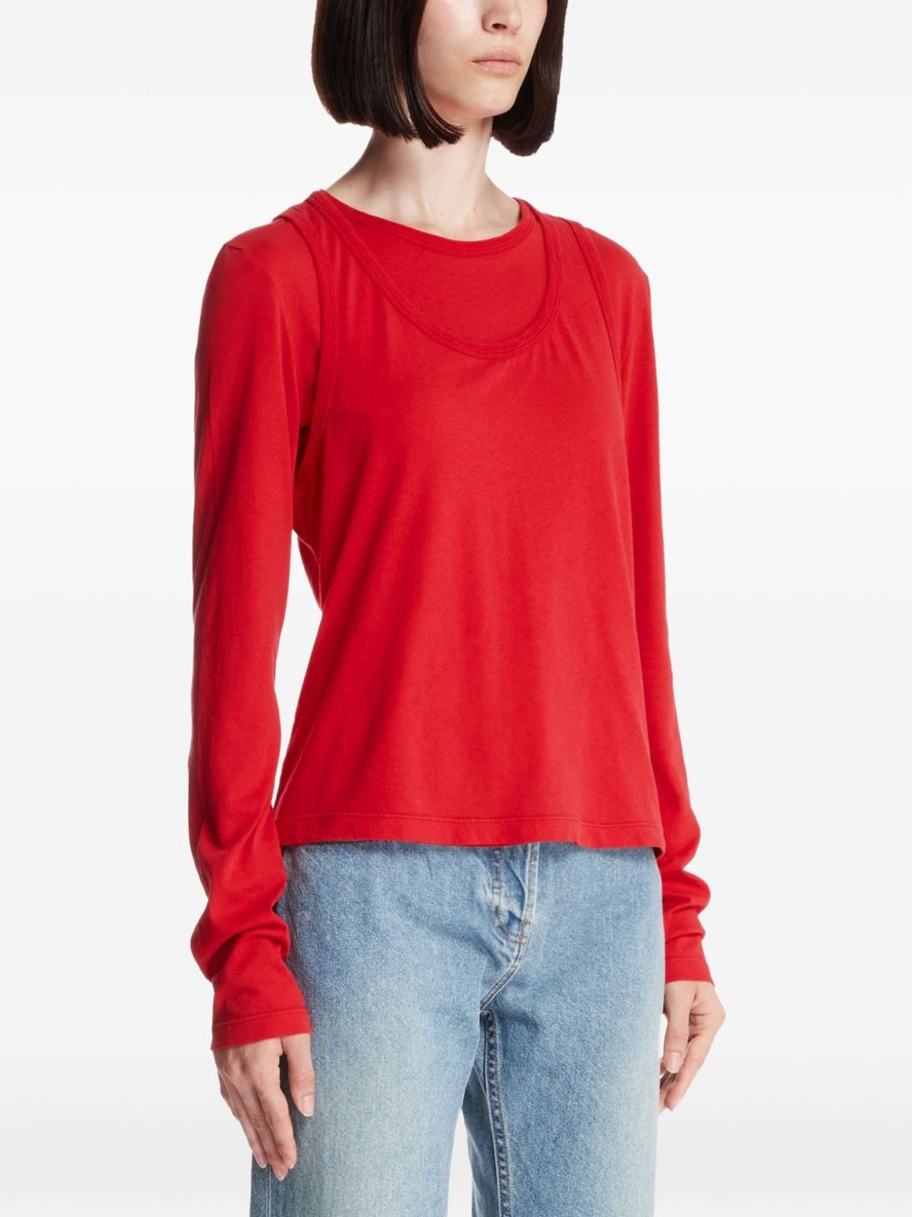 layered cotton T-shirt - 3