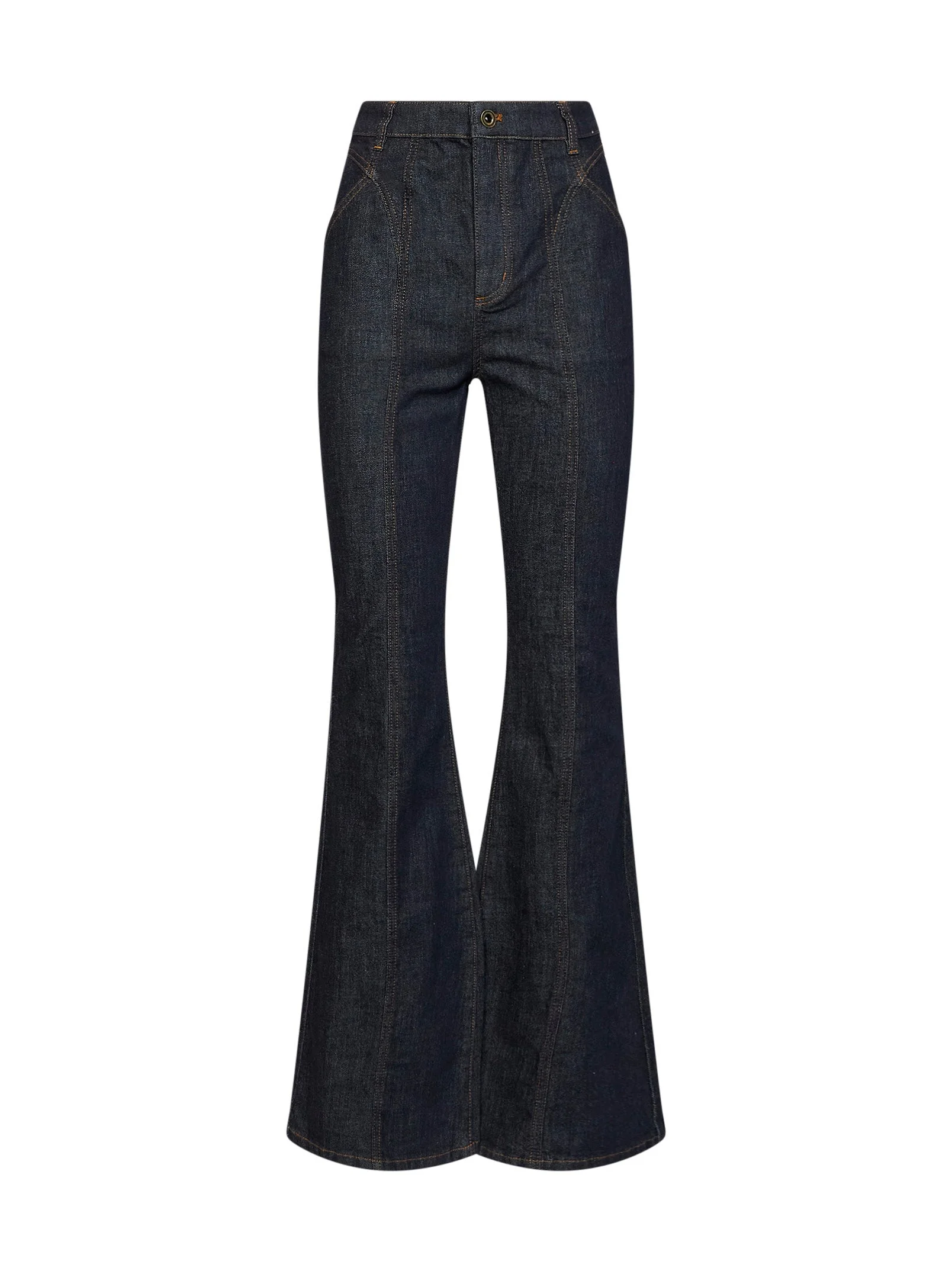 Indigo denim high-rise flared jeans - 1