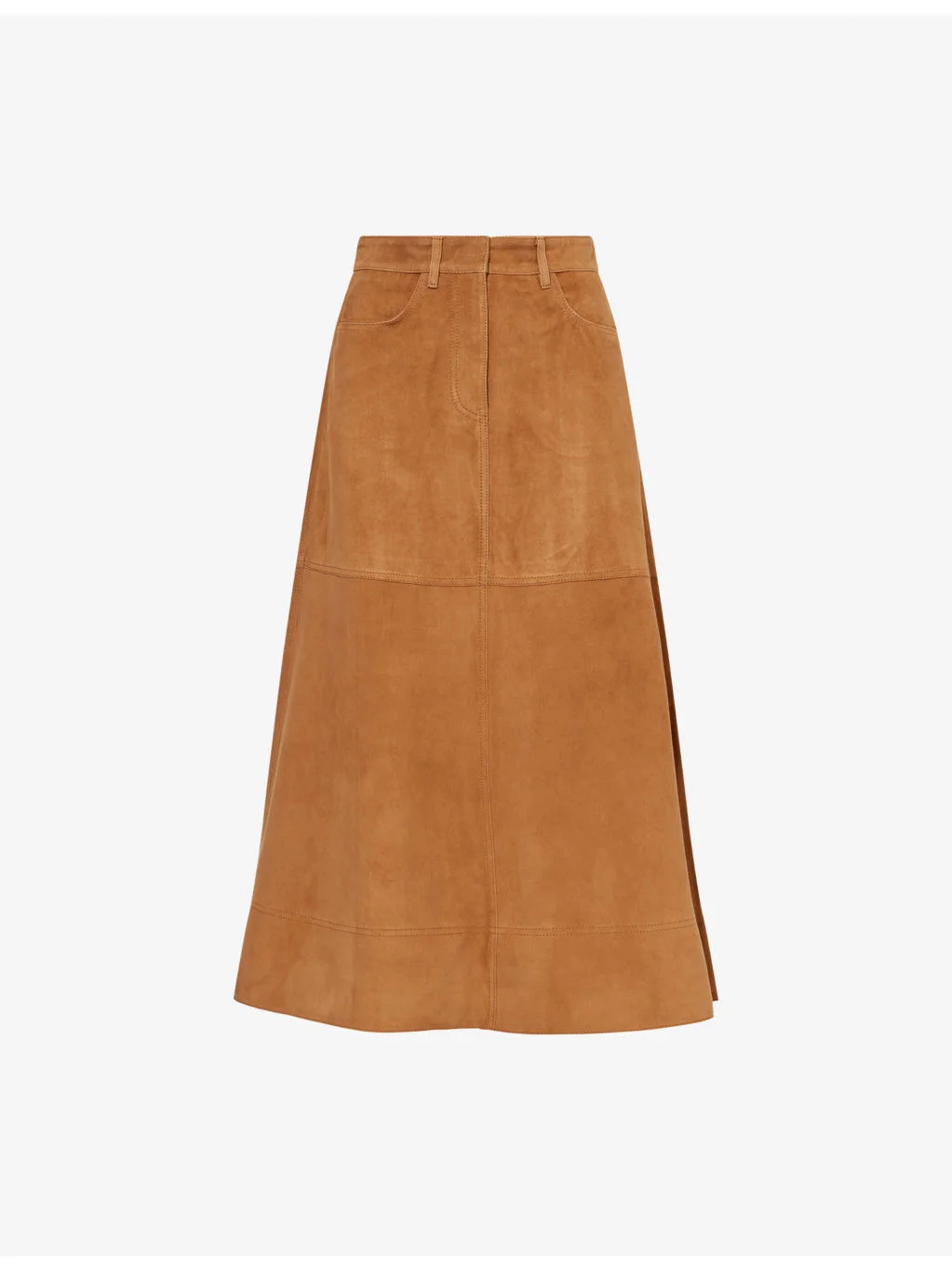 Luxe A-Line Suede Midi Skirt - 1