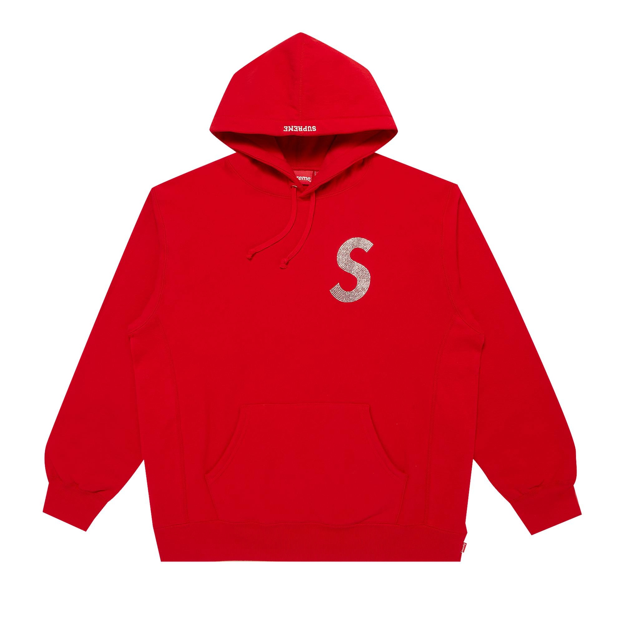 Supreme x Swarovski S Logo Hooded Sweatshirt 'Red' - 1