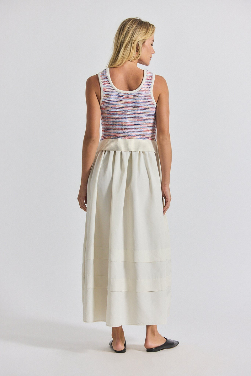 DEREK LAM 10 CROSBY LOEWEL SPACE DYED KNIT MIXED MEDIA DRESS outlook