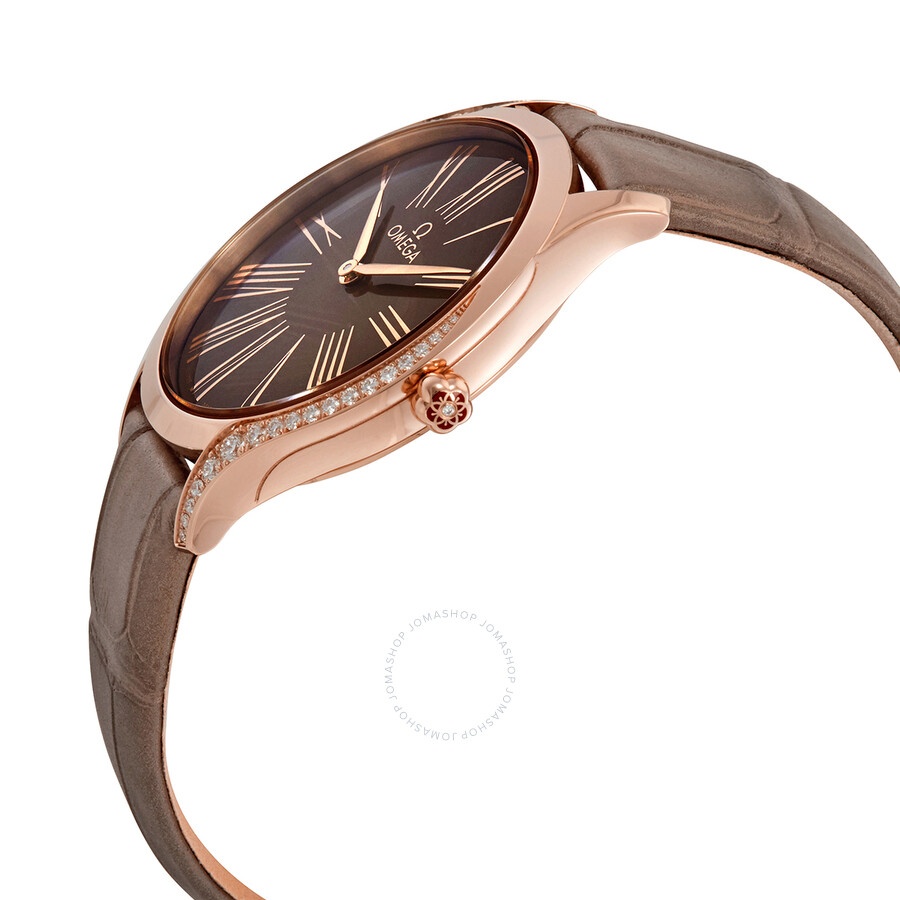 Omega De Ville Diamond Taupe Brown Dial 18kt Rose Gold Ladies Watch 428.58.36.60.13.001 - 2