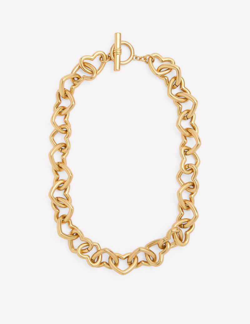 Chunky Heart Chain Necklace-Gold Colour 1