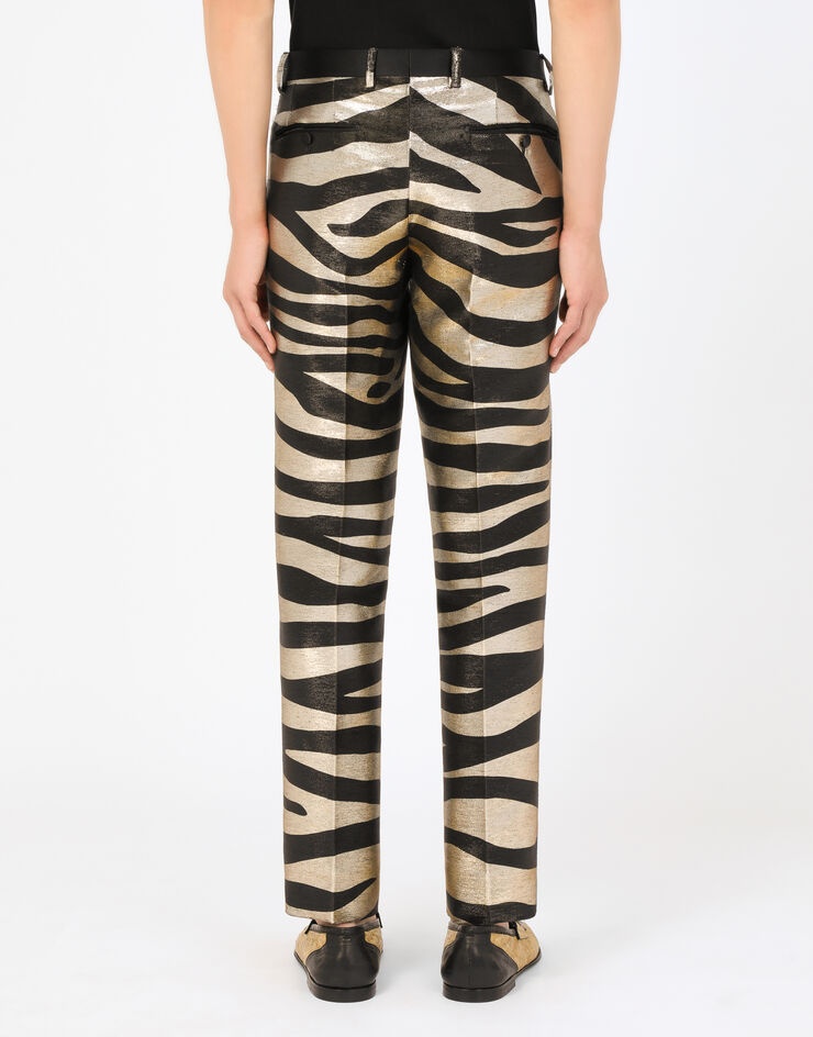 Zebra-print satin lamé pants - 2