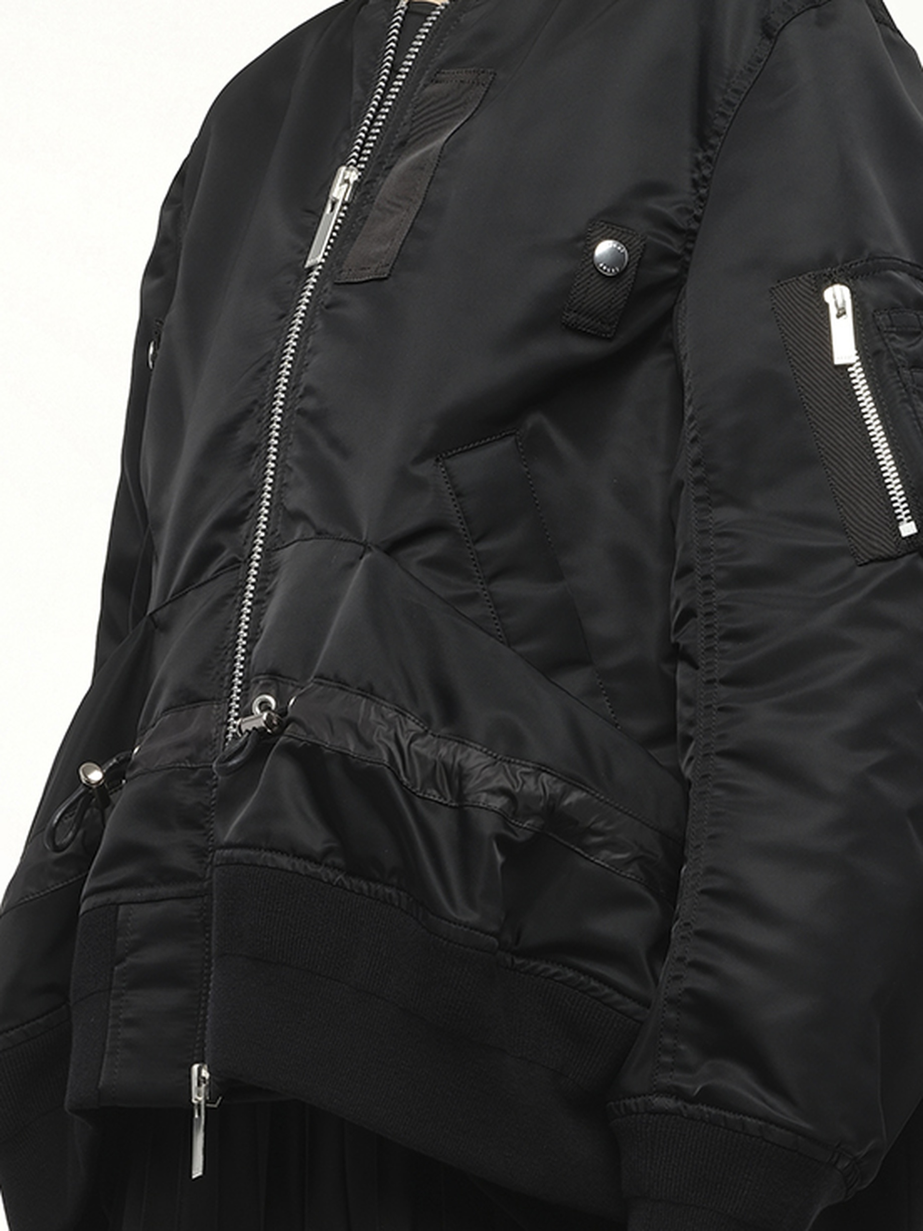 Nylon Twill Blouson with Drawstring in Black - 3
